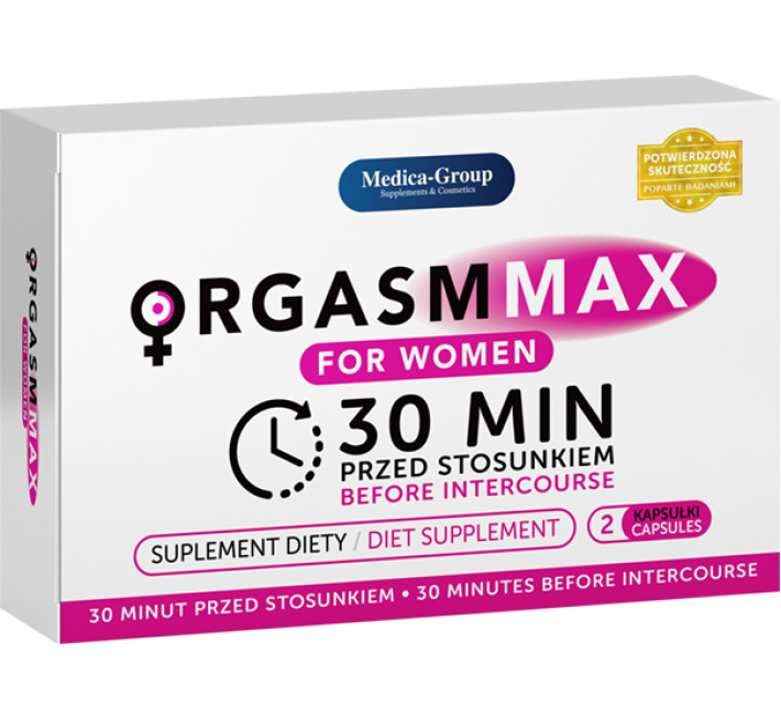 Таблетки Medica Group ORGASM MAX оргазм и либидо женщин, (цена за упаковку, 2 капсулы)