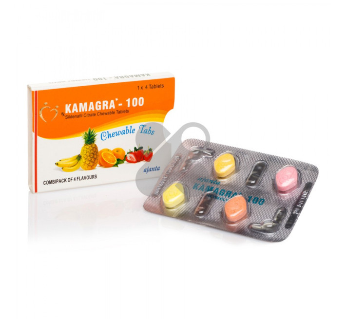 Пігулки для потенції Kamagra 100 Chewable Tabs за 1 упаковку (4 піг.)