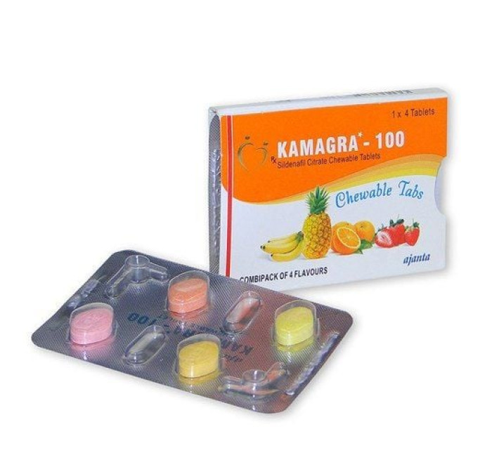 Пігулки для потенції Kamagra 100 Chewable Tabs за 1 упаковку (4 піг.)