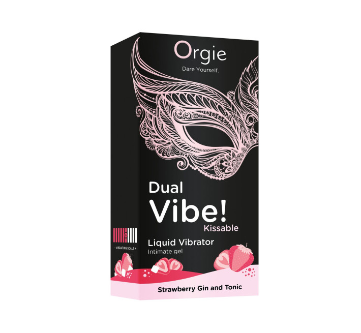 Рідкий вібратор Orgie Dual Vibe! Strawberry Gin & Tonic Kissable Liquid Vibrator, 15 мл