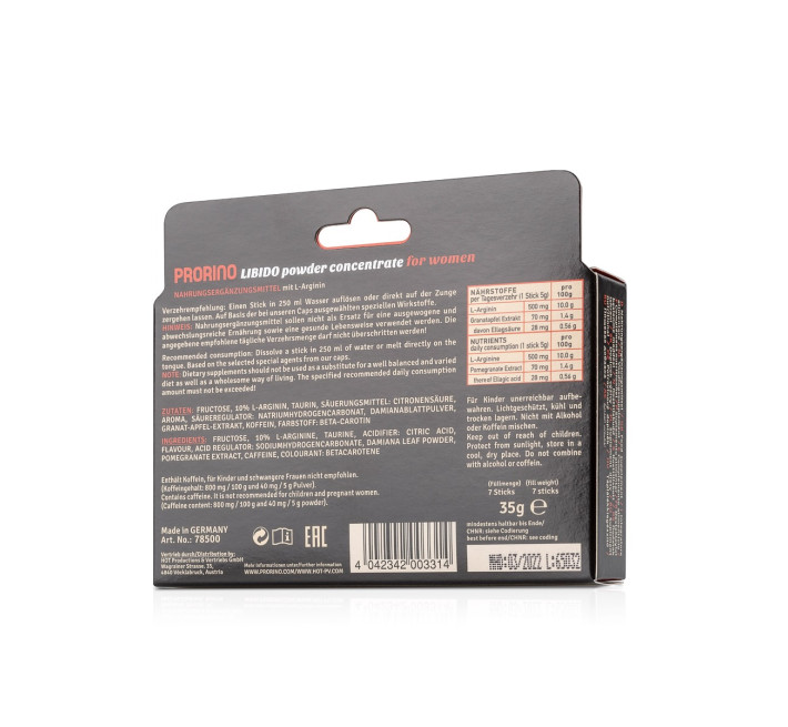 Добавка харчова для жінок Hot Ero PRORINO black line libido powder concentrate 7 шт по 5 гр