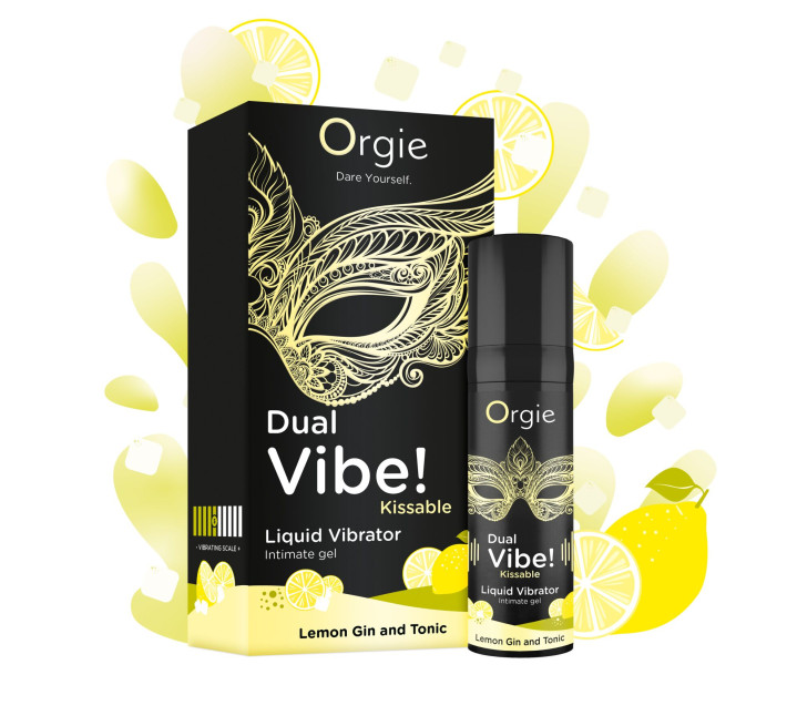 Рідкий вібратор Orgie Dual Vibe! Lemon Gin And Tonic Kissable Liquid Vibrator, 15 мл