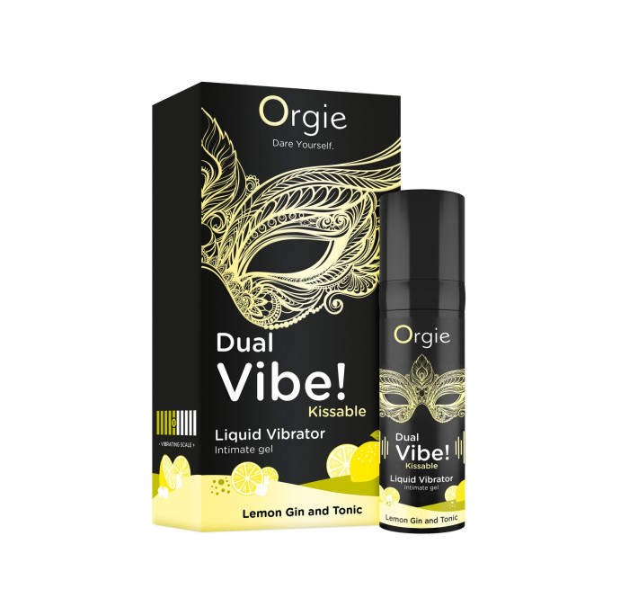 Рідкий вібратор Orgie Dual Vibe! Lemon Gin And Tonic Kissable Liquid Vibrator, 15 мл