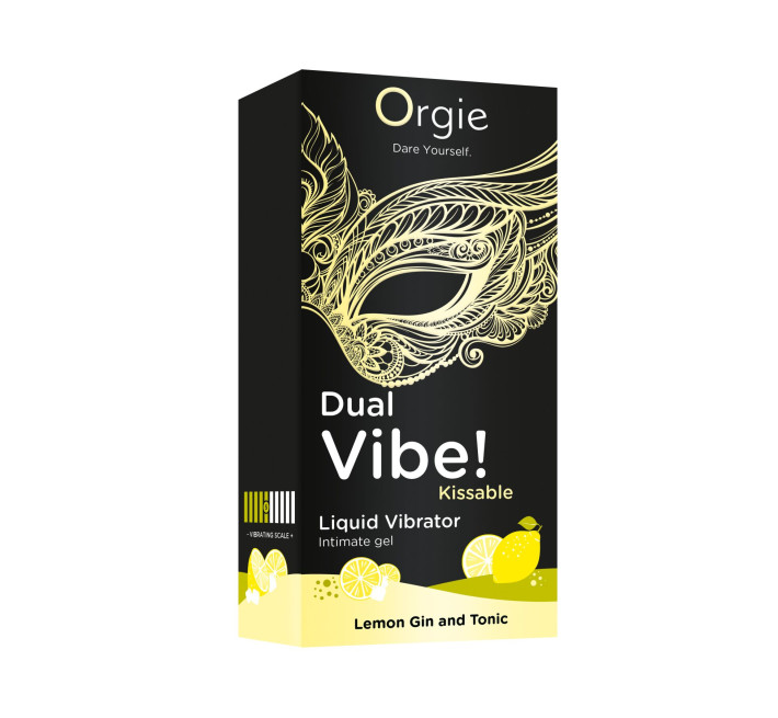 Рідкий вібратор Orgie Dual Vibe! Lemon Gin And Tonic Kissable Liquid Vibrator, 15 мл