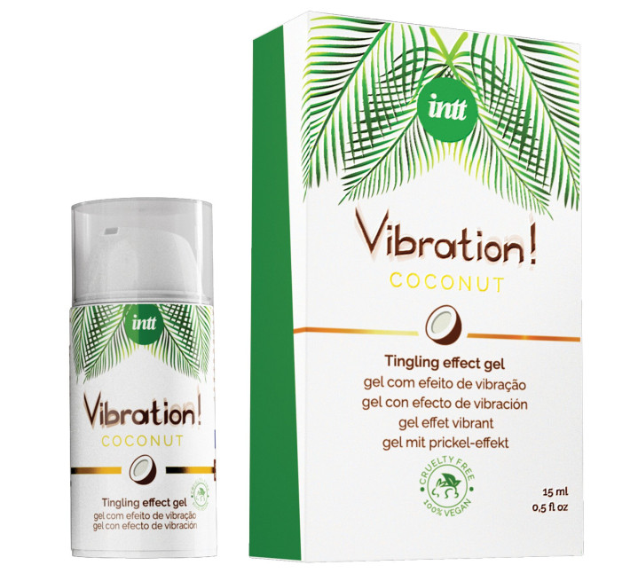 Жидкий вибратор Intt Vibration Coconut Vegan (15 мл), очень вкусный, действует до 30 минут