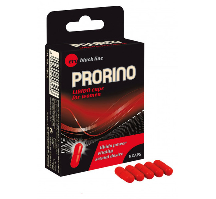 Добавка харчова для жінок Hot ERO PRORINO black line Libido 5 капсул
