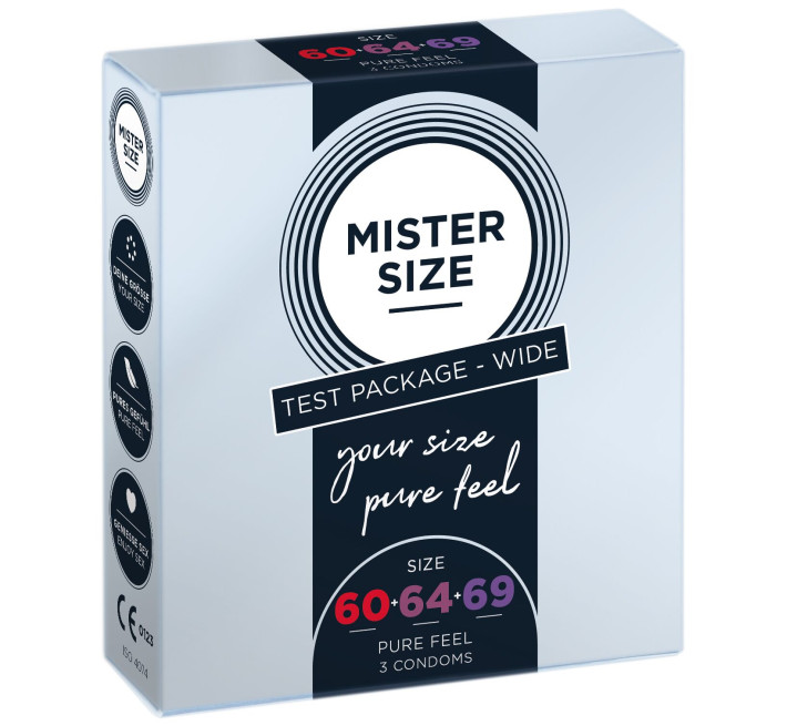 Набір Mister Size - pure feel - 60–64–69 (3 condoms), 3 розміри, товщина 0,05 мм