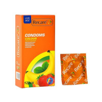 Recare Color Fruit Flavour Condoms 12 шт, аромати: м'ята, банан, полуниця