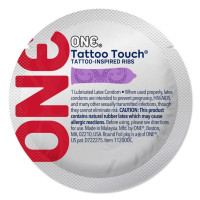 ONE Tattoo Touch Purple, 1 шт, фіолетовий з рельєфом у вигляді татуювання ONE Tattoo Touch Purple, 1 шт, фіолетовий з рельєфом у вигляді татуювання