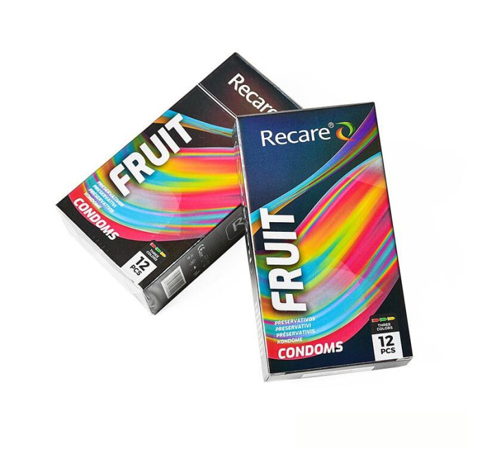 Holographic Recare Fruit Flavour Condoms 12 шт, аромати: м'ята, банан, полуниця