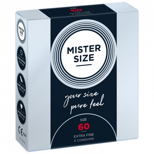 Mister Size – pure feel – 60 (3 condoms), толщина 0,05 мм