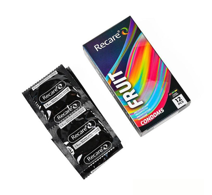 Holographic Recare Fruit Flavour Condoms 12 шт, аромати: м'ята, банан, полуниця