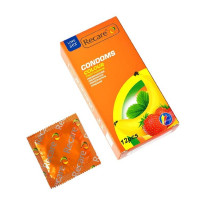 Recare Color Fruit Flavour Condoms 12 шт, аромати: м'ята, банан, полуниця