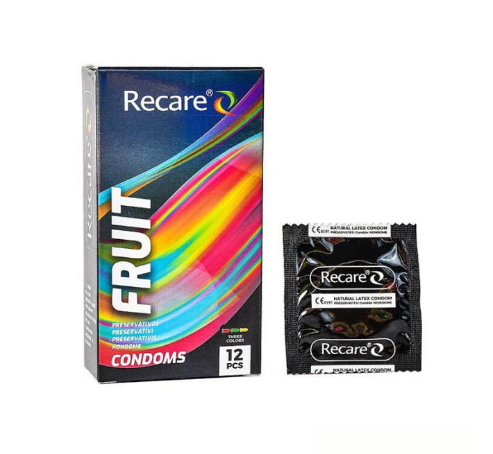Holographic Recare Fruit Flavour Condoms 12 шт, аромати: м'ята, банан, полуниця