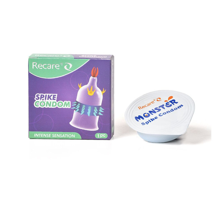 Recare Spike Condom Purple (з вусиками та рядами шипів)