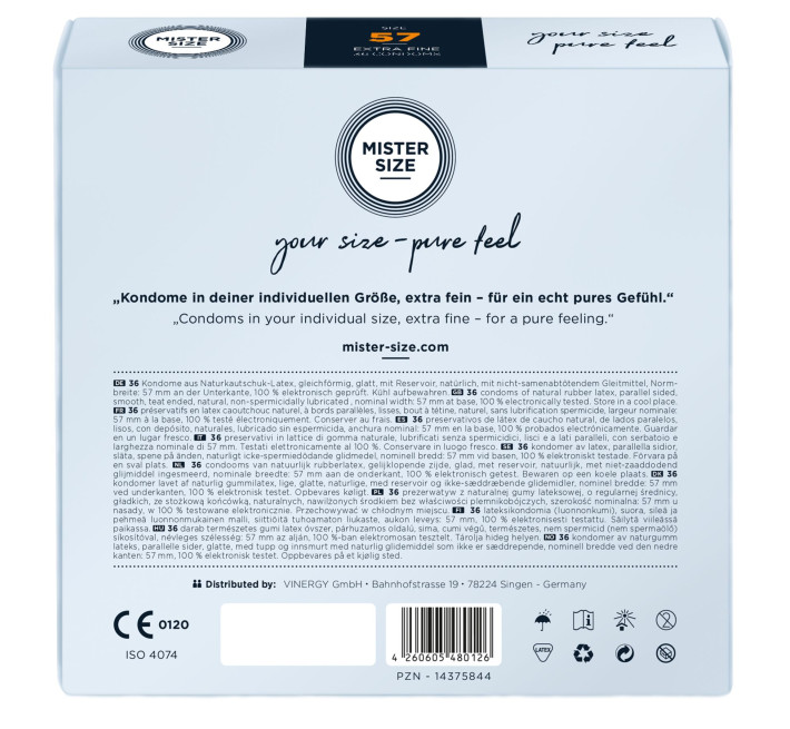Mister Size - pure feel - 57 (36 condoms), товщина 0,05 мм