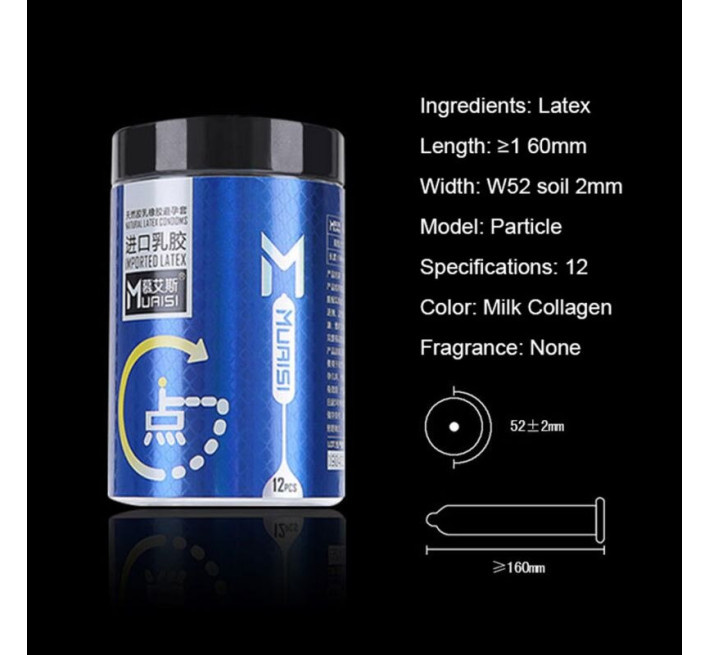 Muaisi Blue з підвищеною кількістю змазки з пухирцями 0.02 мм, 12 шт