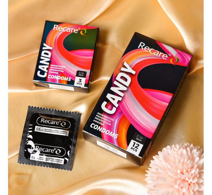 Holographic Recare Delay Candy Condoms 3 шт, пролонгувальний ефект, цукерковий аромат