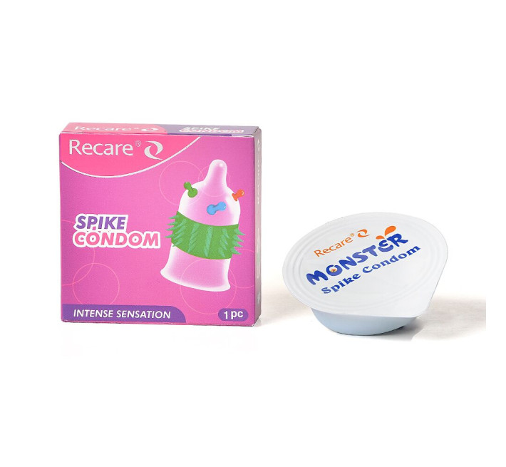 Recare Spike Condom Pink (з кульками та рядами шипів)