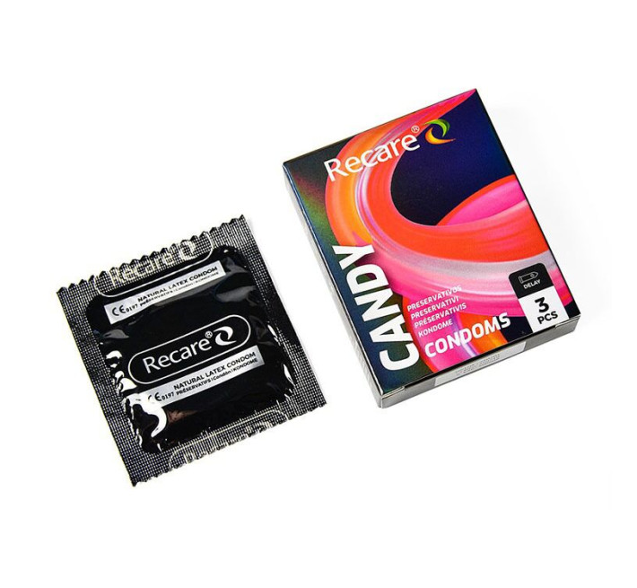 Holographic Recare Delay Candy Condoms 3 шт, пролонгувальний ефект, цукерковий аромат