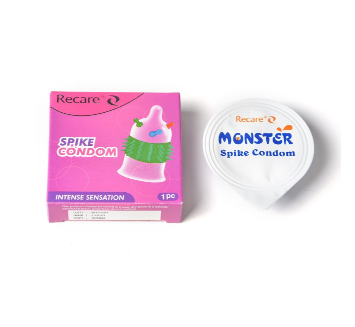 Recare Spike Condom Pink (з кульками та рядами шипів)