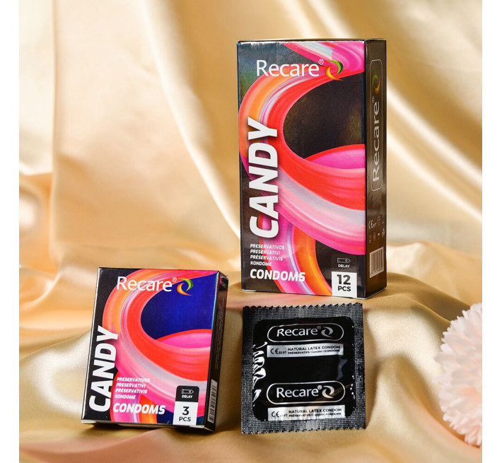 Holographic Recare Delay Candy Condoms 3 шт, пролонгувальний ефект, цукерковий аромат