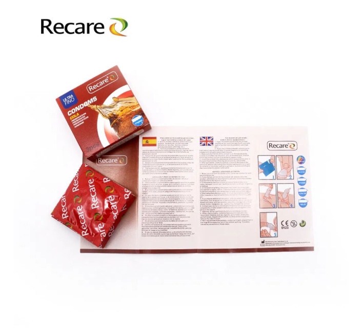 Recare Cola Dotted&Ribbed Condoms 3 шт, з пухирцями та ребрами, аромат: Кола
