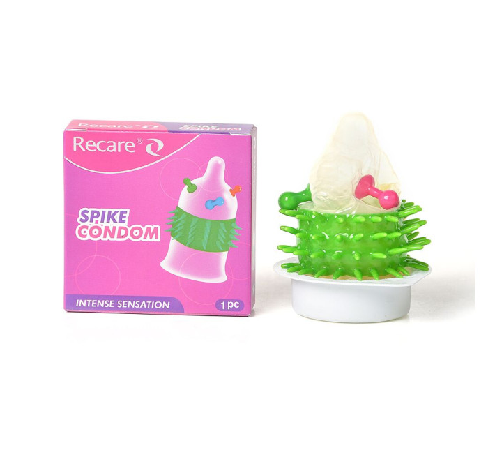 Recare Spike Condom Pink (з кульками та рядами шипів)