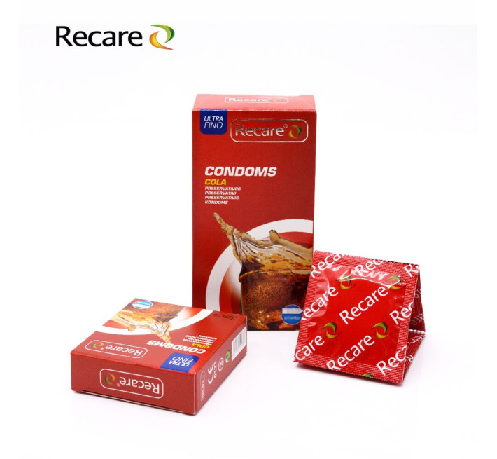 Recare Cola Dotted&Ribbed Condoms 3 шт, з пухирцями та ребрами, аромат: Кола
