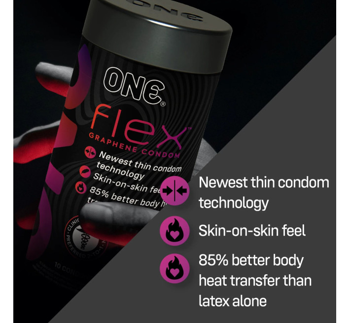 ONE Flex Graphene, 10 шт, супертонкие, очень прочные, подарочная упаковка-тубус