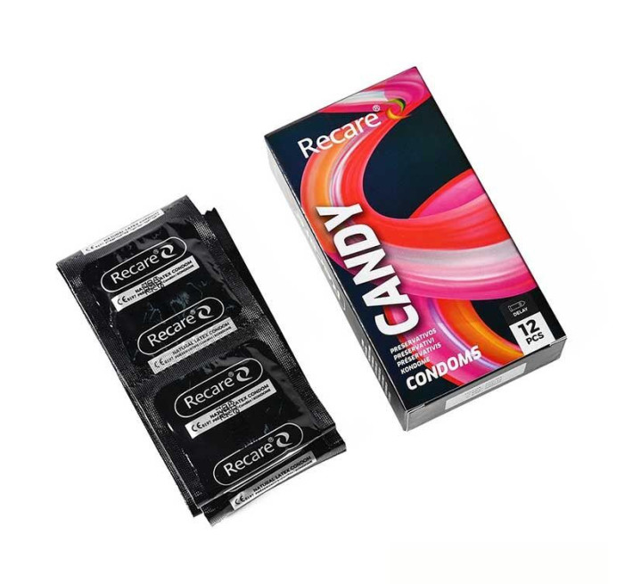 Holographic Recare Delay Candy Condoms 12 шт, пролонгувальний ефект, цукерковий аромат