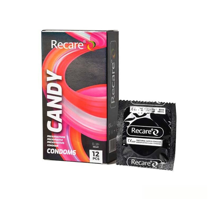 Holographic Recare Delay Candy Condoms 12 шт, пролонгувальний ефект, цукерковий аромат