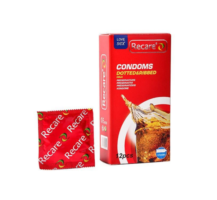 Recare Cola Dotted&Ribbed Condoms 12 шт, з пухирцями та ребрами, аромат: Кола