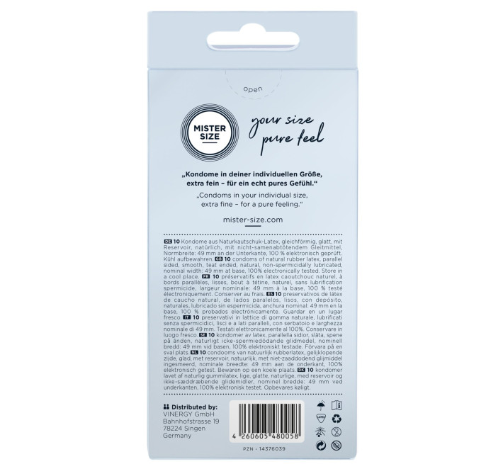 Mister Size - pure feel - 49 (10 condoms), товщина 0,05 мм