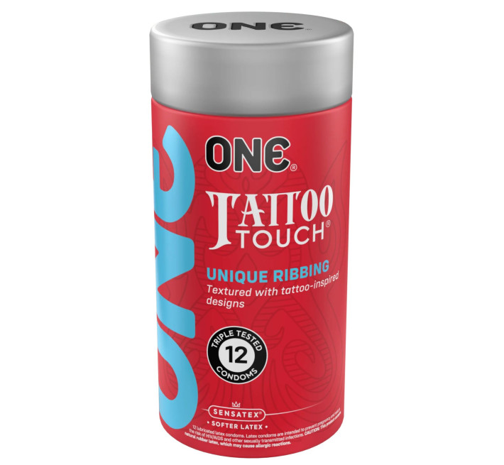 ONE Tattoo Touch, 12 шт, рельеф в виде тату, 3 разновидности, подарочная упаковка-тубус