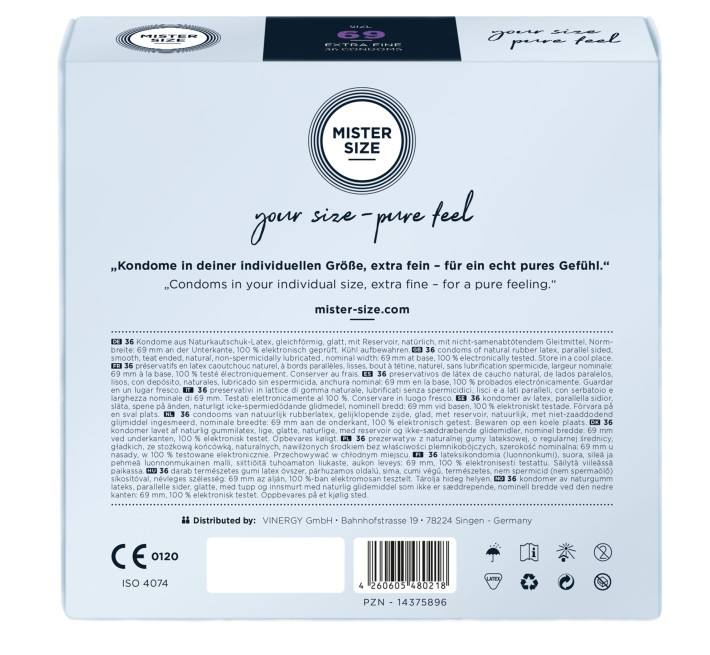 Mister Size - pure feel - 69 (36 condoms), товщина 0,05 мм