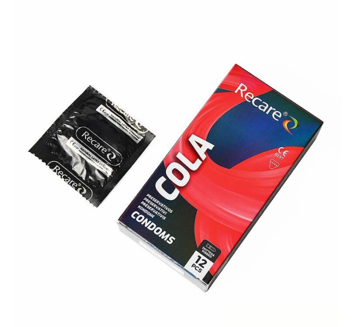 Holographic Recare Cola Dotted&Ribbed Condoms 12шт, з пухирцями і ребрами, аромат: Кола