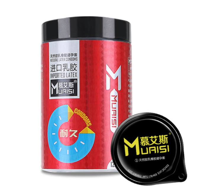 Muaisi Red з підвищеною кількістю змазки та реберцями 0.02 мм, 12 шт
