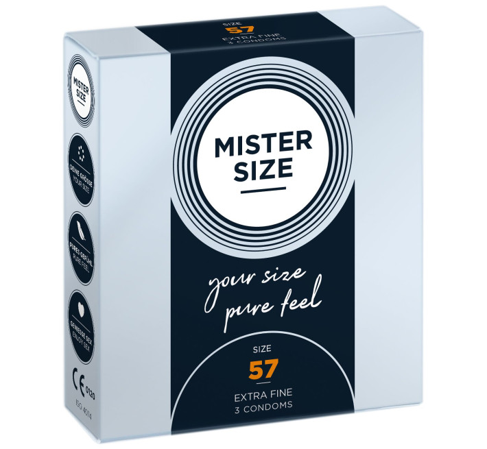 Mister Size - pure feel - 57 (3 condoms), товщина 0,05 мм