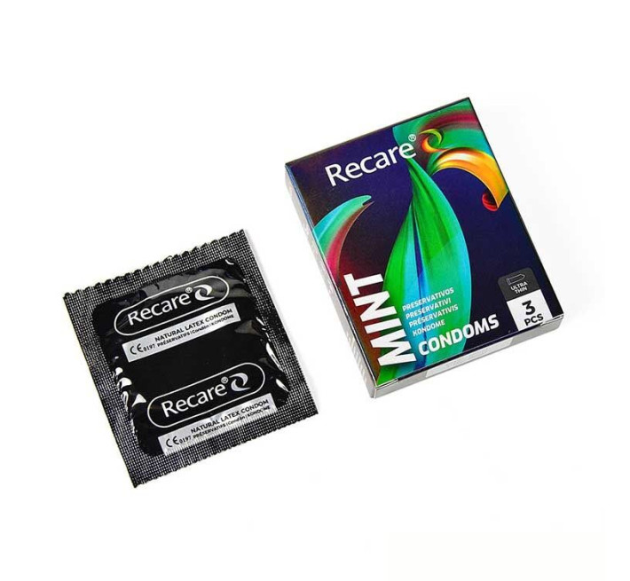 Holographic Recare Ultra Thin Mint Condoms 3шт, ультратонкі, аромат: м'ята