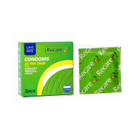 Recare Ultra Thin Mint Condoms 3 шт, ультратонкі, аромат: м'ята