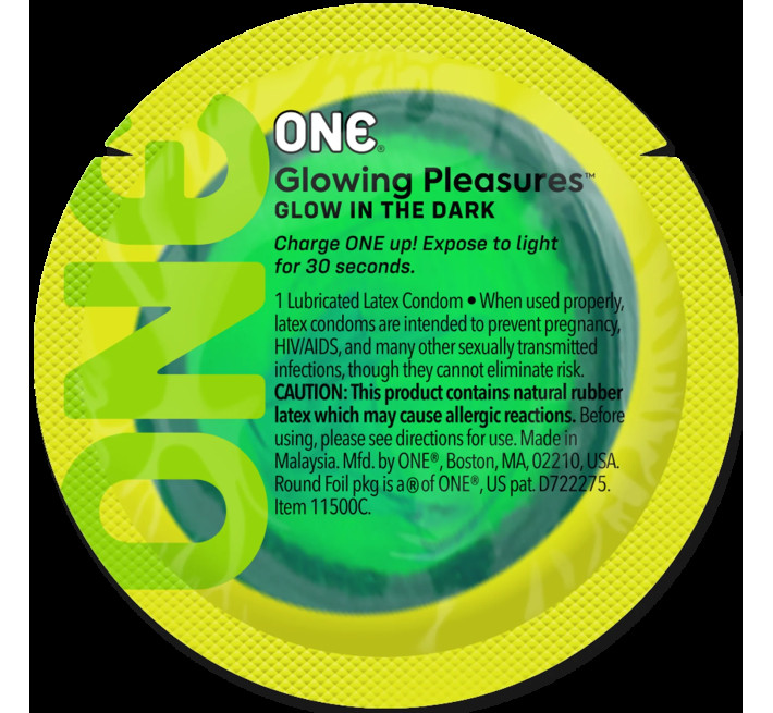 Набор ONE Glowing Pleasures, 100 шт, светятся в темноте, со смазкой, упаковка-тубус