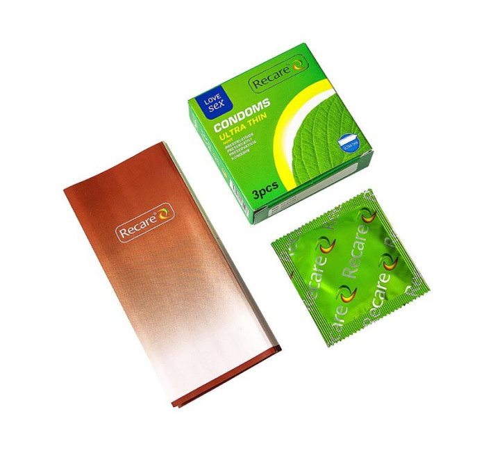 Recare Ultra Thin Mint Condoms 3 шт, ультратонкі, аромат: м'ята