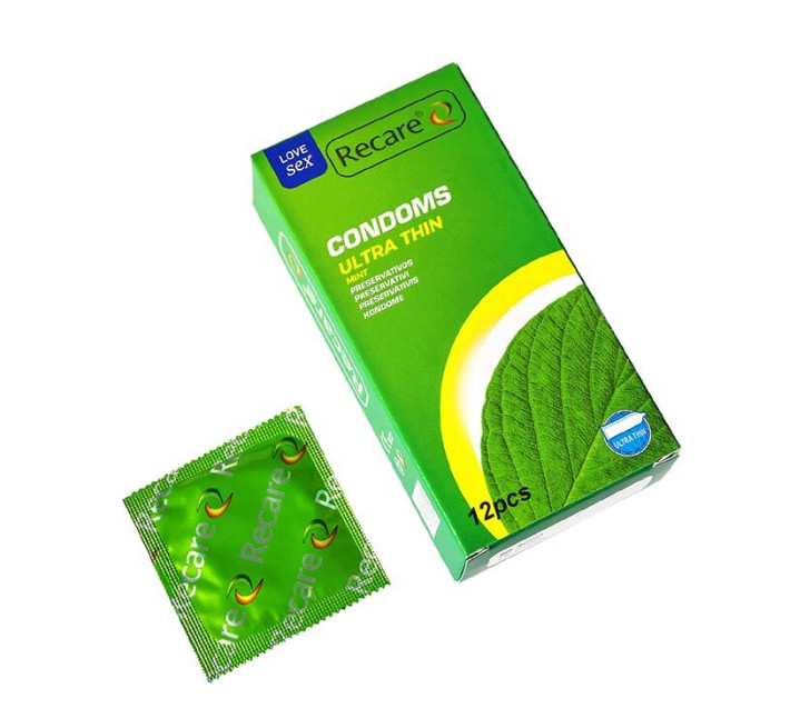 Recare Ultra Thin Mint Condoms 12 шт, ультратонкі, аромат: м'ята