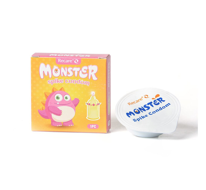 Recare Pink Monster Spike Condom (з кульками та вусиками)