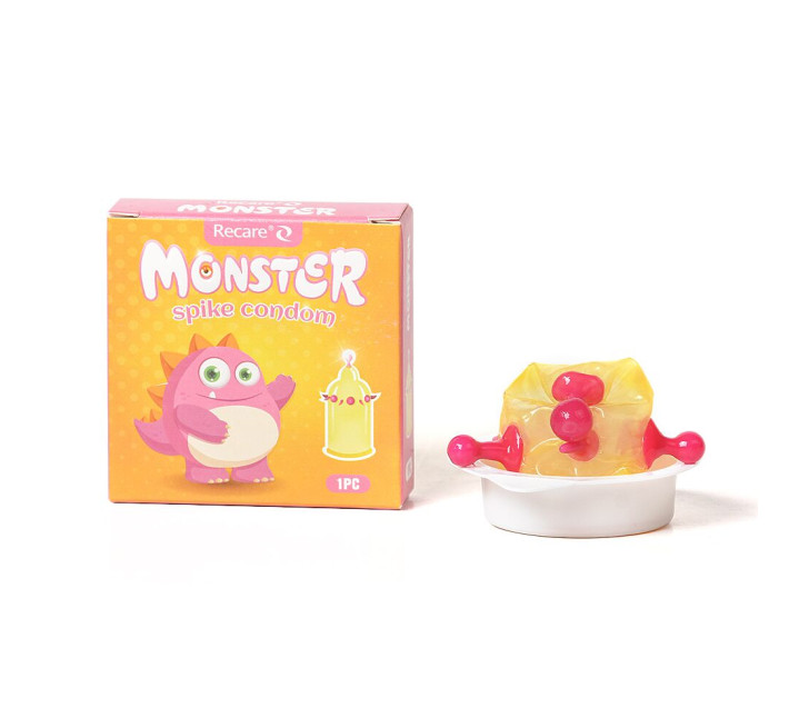 Recare Pink Monster Spike Condom (з кульками та вусиками)