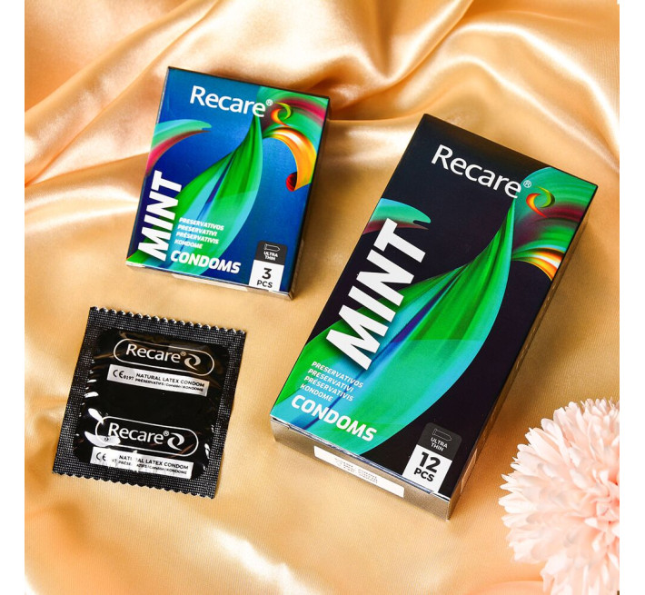 Holographic Recare Ultra Thin Mint Condoms 12шт, ультратонкі, аромат: м'ята