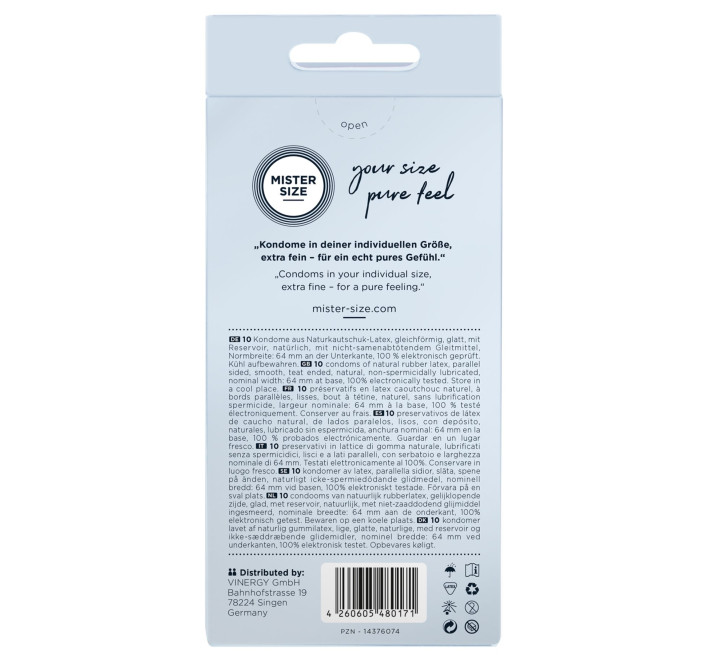 Mister Size - pure feel - 64 (10 condoms), товщина 0,05 мм