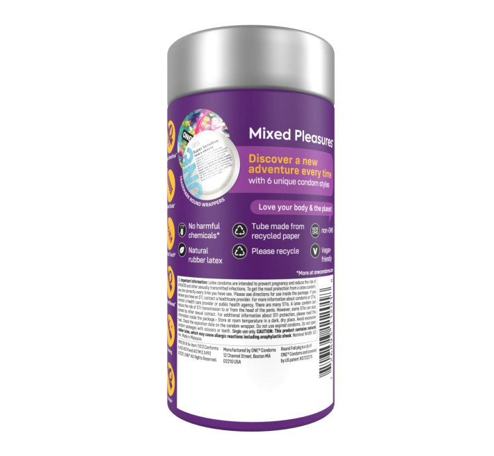 ONE Mixed Pleasures, 12 шт, 6 видів, подарункове паковання-тубус