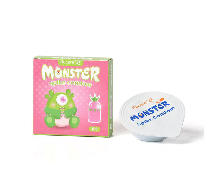 Recare Green Monster Spike Condom (з рядом кульок і вусиками на кінчику)
